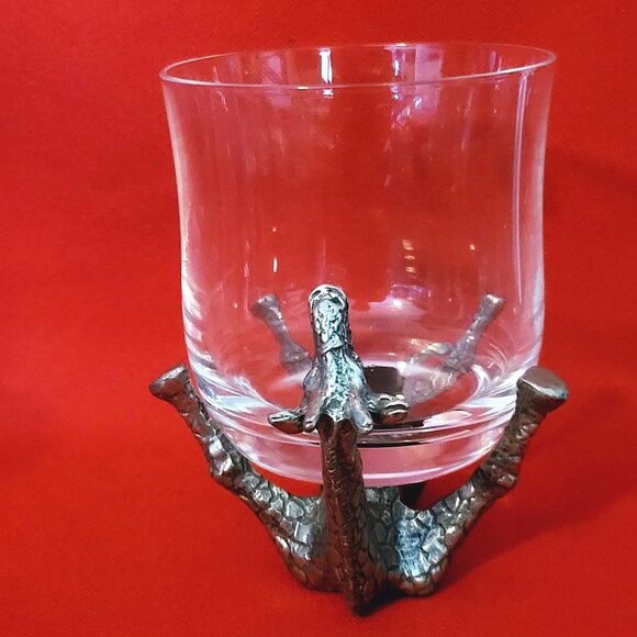Vintage Frankli Wild Pewter Giraffe Base Clear Glass Tumbler Whiskey Glass - Picture 3 of 17